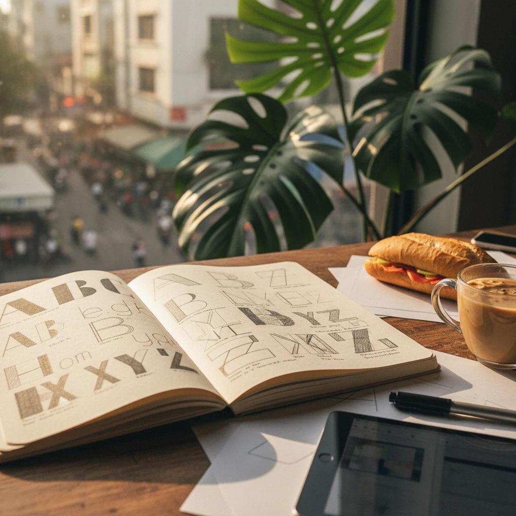 Các kiểu chữ sans-serif cho logo trong studio thiết kế tại Việt Nam.