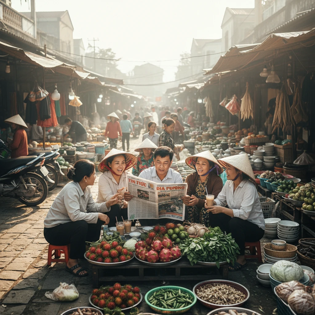 Chợ địa phương nhộn nhịp ở Việt Nam.