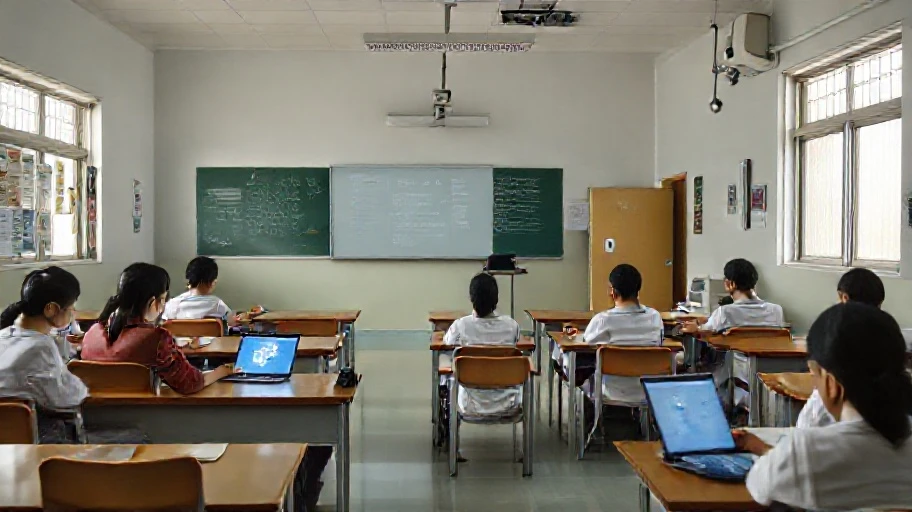 Hình ảnh lớp học và y tế với chuyển đổi số.
