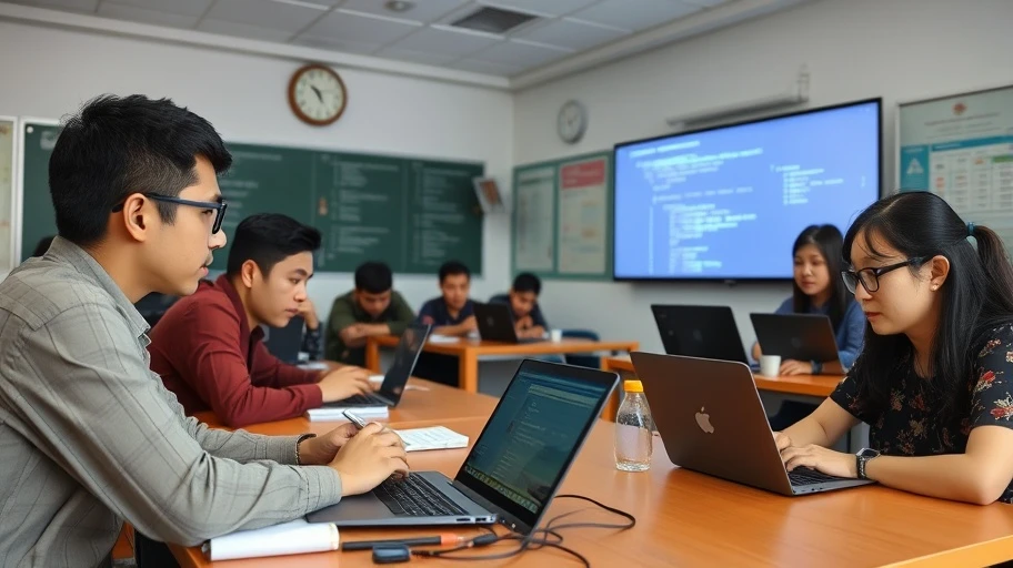 Học lập trình di động tại VKU trong lớp học