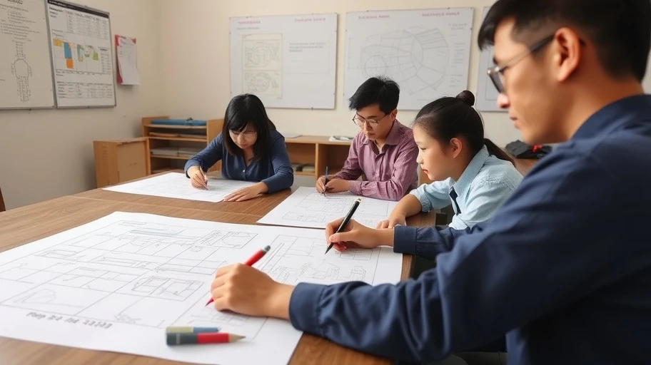 Học sinh thực hành vẽ kỹ thuật Công Nghệ 8 Bài 14