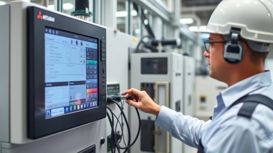 Kết nối HMI Mitsubishi với PLC công nghiệp.