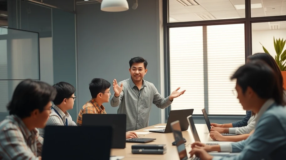 Lãnh đạo chủ trì họp công nghệ.