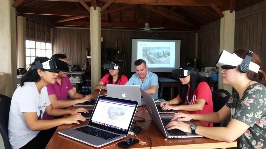 Người dân Cần Thơ học kỹ năng số với laptop và VR