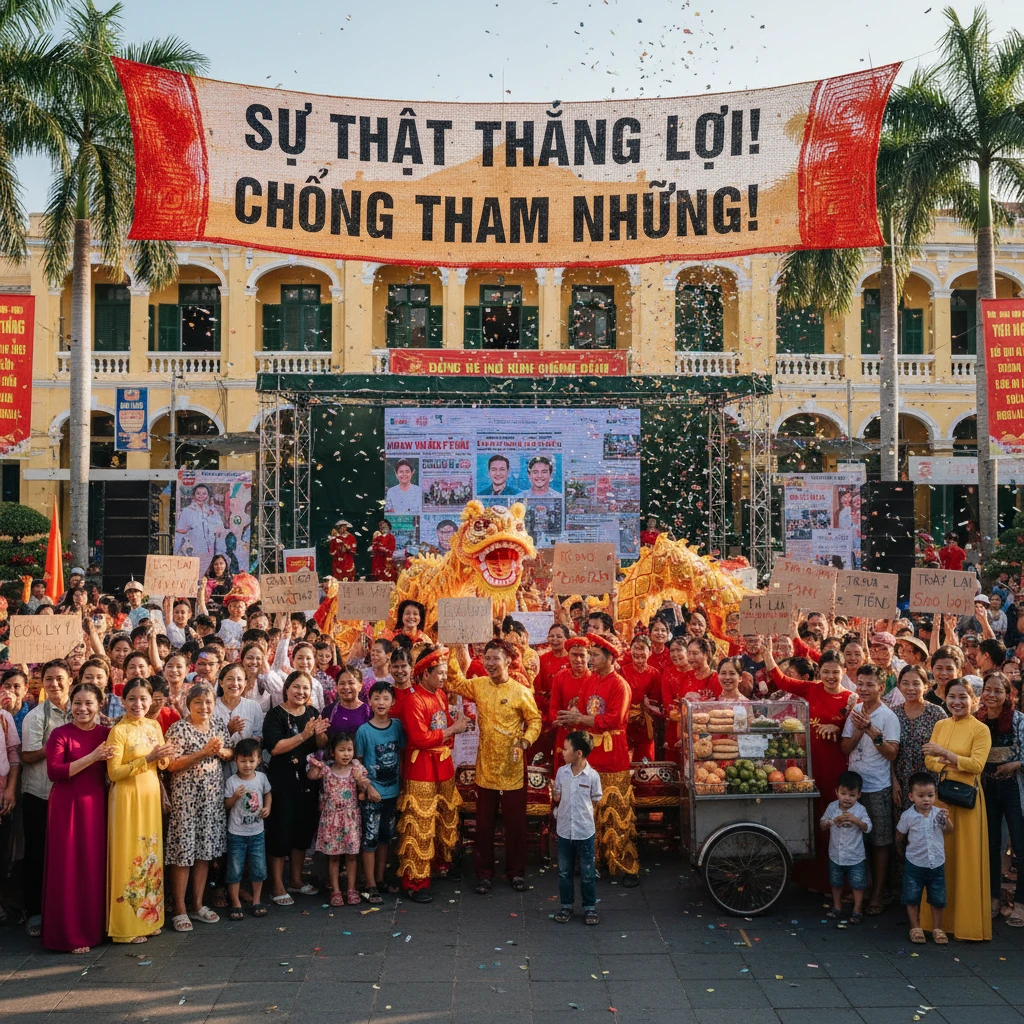 Người dân vui mừng trong một sự kiện địa phương.