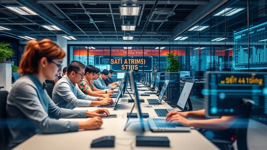 Người lao động sử dụng thiết bị số hóa tại văn phòng